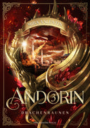 Das Cover zeigt mittig eine Sphäre, in welcher eine brennende Stadt und ein feuerspeiender Drache abgebildet sind. Die Sphäre ist mit einer kreisrunden Fassung umgeben, welche links mit einem Drachenkopf endet. Der Titel befindet sich im unteren Drittel des Buches. Der restliche Hintergrund wird von roten Kristallen geschmückt. Es dominieren die Farben Rot, Schwarz und Gold.