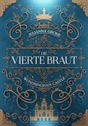 Das Cover zeigt mittig den Titel des Buches. Oberhalb des Titels steht der Name der Autorin, darüber befindet sich eine goldene Krone. In den Ecken sind goldenen Schnallen abgebildet und im unteren Viertel ist ein goldenes Schloss zu sehen. Die Grundfarbe ist Blau.
