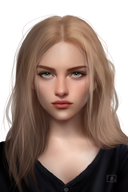 Das Page Overlay zeigt das Porträt der weiblichen Hauptfigur des Buches "Arkadien erwacht". Rosa hat schulterlanges, blondes Haar. Sie trägt ein dunkles Oberteil mit V-Ausschnitt. 
