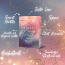 Das Bild zeigt das Buch "Forbidden Truth" von Katharina Mittmann. Darum sind die enthaltenen Tropes angeordnet: Insta Love, Spice, Chat Romance, Tierschutz / Straßenhunde, Basketball, Mental and Physical Health, Secret Identity