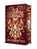 Das dunkelrote Cover zeigt mittig eine Fuchsmaske, darüber den Titel in großen Buchstaben und eine Lotusblüte, alles in Gold.  Umrandet wird alles von goldenen Ornamenten und roten Blütenblättern. Auf dem dunkelroten Farbschnitt sind ebenfalls eine goldene Fuchsmaske und goldene Ornamente.