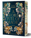 In der Mitte des dunkeltürkisen Covers stehen in großen goldenen Buchstaben der Titel des Buches und der Name der Autorin. Darum herum verzieren Blumengebilde in Grün, Gold und Beige das Bild. Im oberen Bereich hängen vier Windlichter in den Blumen. An den Seiten hängt jeweils ein Kurzschwert darin. Im unteren Bildbereich sitzen zwei braune Drachen. Der Buchschnitt ist Salbeigrün mit den Blumengebilden des Covers und einem braunen Drachen.