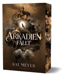 Das Cover zeigt mittig den Titel in Weiß, dahinter sind verschiedene Elemente umgeben von schwarzen Rauchschwaden angedeutet: eine felsige Küste, eine Schlange, eine Eule, Leuchtemelente. Das Cover ist dunkel gehalten, die Grundfarbe ist Braungold. Den Farbschnitt ziert eine Eule. 