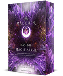 Das Cover zeigt mittig einen violetten Kristall. Darüber und darunter befindet sich der Titel, umgeben von weiteren violetten Kristallelementen und Leuchtpunkten. 