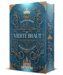 Das Cover zeigt mittig den Titel des Buches. Oberhalb des Titels steht der Name der Autorin, darüber befindet sich eine goldene Krone. In den Ecken sind goldenen Schnallen abgebildet und im unteren Viertel ist ein goldenes Schloss zu sehen. Die Grundfarbe ist Blau. Der Farbschnitt ist blau mit goldenen Verzierungen darauf.