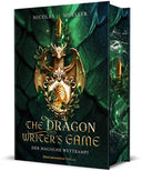 Das Cover ist in Grüntönen gehalten. Im Hintergrund erkennt man Drachenschuppen. In der Mitte des Covers ist ein goldener Drache zu sehen, der ein goldenes Wappen mit einem goldenen Ei darauf in den Klauen hält. Über dem goldenen Drachen ist eine goldene Füllerfeder zu sehen. Unter dem Wappen steht in Gold der Titel. Der Farbschnitt ist ebenfalls in dunklen Grüntönen gehalten. In der Mitte ist nochmal die goldene Füllerfeder zu sehen, die umringt wird von Rauch- und Nebelschwaden sowie Wassertropfen.
