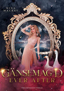 Das Cover zeigt vor einem verzierten, goldenen Rahmen eine junge Frau in hellrosafarbenem Abendkleid. Um sie herum sieht man drei Gänse. Der Titel ist darunter zu sehen, in Gold und vor pinkem Rauch. 