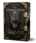 Das Cover wirkt wie schwarzer Marmor und zeigt einen Drachenkopf. Darunter und darüber sieht man den Titel . Eingefasst wird beides durch einem goldenen Rahmen. 