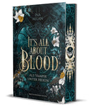 Das Cover zeigt ein gotisches Turmfenster in Schwarz- und Blautönen. Davor steht der Titel in goldenen Buchstaben. Verziert ist das Cover am Rand mit weißen Blumen. Der Farbschnitt zeigt Ornament-Elemente aus dem Cover in dunkelblau und mittig ein gespiegeltes Schloss, eine Fledermaus und ein Pentagram in Gold.