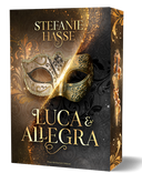 Das Cover zeigt eine venezianische Maske und darunter den Titel. Das Cover ist hauptsächlich in Gold- und Brauntönen gehalten. 