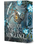 Das graublaue Cover zeigt mittig ein goldenes Amulett vor einer mit Runen verzierten Axt. Darunter steht in großen weißen Buchstaben der Titel. Ein Rahmen aus silbernen Runen und blaue Blüten verzieren das Cover.