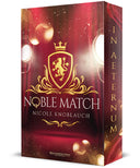 Das rote Cover zeigt mittig den Titel, darüber ist ein Wappen in Gold dargestellt. Im Hintergrund sieht man Scheinwerfer und einen angedeuteten roten Vorhang. 