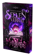 Das Cover zeigt eine Bibliothek, auf deren Boden mittig diverse Kerzen stehen. Dahinter steht eine leuchtende Phiole auf einem Stapel Bücher. Sie ist umringt von Flammen und Rauchschwaden, die über den Titel hinwegziehen. Das gesamte Cover ist in Rosa-, Pink- und Lilatönen gehalten.