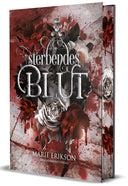 Das Cover ist in Rot und Grau gehalten. Der Titel steht, in geschnörkelten Buchstaben, in der Mitte. Unter dem Titel sind schwarze, weiße, rote und graue Blumen abgebildet. Aus den Blüten tropft Blut. Der Name der Autorin steht unter den Blumen. Das Rot im Hintergrund sieht aus, als wäre Blut verschüttet worden. Auf dem Farbschnitt sind drei Blüten abgebildet. Die Blüten oben und unten sind rot, die in der Mitte weiß. Auch aus diesen Blüten tropft Blut. Im Hintergrund kann man rote Markierungen erkennen.