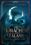 Das Cover zeigt einen blauen chinesischen Drachen mit Flügeln vor einer leuchtenden Mondsichel. Der Hintergrund ist blau gehalten. Umrandet wird das Cover von einem kupferfarbenen Rahmen. Titel und Autorinnenname sind von gleicher Farbe. Der Buchschnitt ist blau und zeigt den Drachen vom Cover.