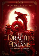 Das Cover zeigt einen roten chinesischen Drachen vor einem leuchtenden Vollmond. Im Hintergrund sind zwei hohe Pagoden abgebildet. Das Cover ist kompett in Rottönen gehalten mit einem bronzefarbenen Rahmen. Titel und Autorinnename sind von gleicher Farbe. Der Buchschnitt ist rot zeigt den Drachen vom Cover.
