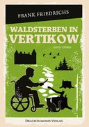 Das Cover von "Waldsterben in Vertikow" zeigt einen kurvigen Weg, an dessen Beginn ein Rollstuhlfahrer mit einer Lupe sitzt und an dessen Ende sich ein großes Haus befindet. Im Hintergrund sind ein paar Tannen und vier Vögel fliegen durch die Luft, außerdem sieht man einen Baumstumpf mit einer Axt, einen weiteren Baumstumpf und eine Katze. 
Die Farben des Covers sind Grün, Weiß und Schwarz.