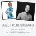 Auf dem Bild sieht man Fotos der Autoren Magali Volkmann und Andreas Hagemann, darunter die Details zur geplanten Lesung.