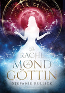 Das Cover zeigt mittig eine leuchtende Frauensilhouette in einem leuchtenden ausladenden Ballkleid, vor einem Sternenhimmel. Hinter ihrem Kopf ist ein roter Mond und darum ein goldener Ring aus Tierkreiszeichen. Verschiedene Sternbilder sind auf dem ganzen Cover verteilt. Der Titel und die Autorin stehen in goldener Schrift auf dem Ballkleid.
