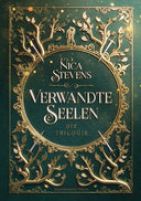 Das Cover zeigt einen goldenen Kreis auf grünem Hintergrund, in dem der Titel steht. Darum sieht man goldene Blätter. Eingefasst wird alles durch einen goldenen Rahmen. 